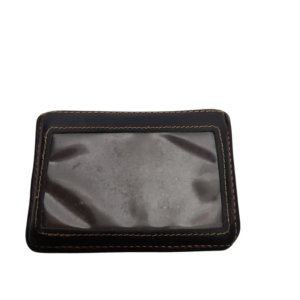 DULUTH PACK Leather Money Clip Wallet Mens Brown Mini ID Window Slim Card Case